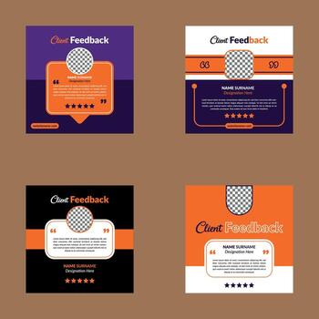 Modern Client Testimonial Layout in a Bundle of Four. Creative Template Display for Promotion. vector
