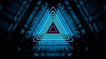 Blau und Rosa Neon- pulsierend dreieckig Cyber Tunnel Hintergrund vj Schleife im 4k video