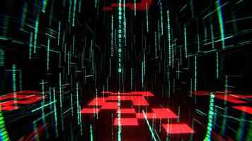 Red and Turquoise Digital Space Neon Code Elements Background VJ Loop in 4K video
