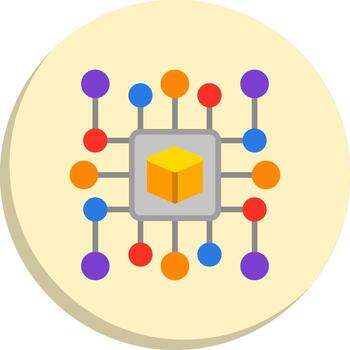 cubo vibrante visual objeto plano símbolo paquete vector