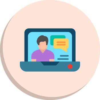 OnLine Two Colour Communication Gradient Themed Symbol 3D Interface Shape Design vector