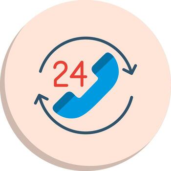 24 Hours Support Simplified Line Mark 3D Interface Shape Design vector