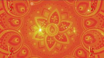 svastik diwali bakgrund animerad orange bakgrund med blomma design för kreativ projekt och presentationer använda sig av video