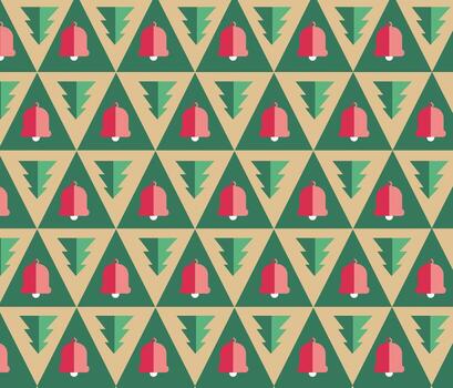 Pine tree and bell pattern design for christmas and new year vector