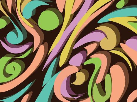 Abstract colorful swirls on a brown background vector