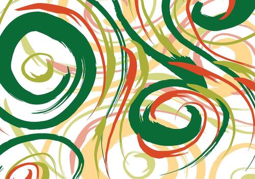 Abstract swirls in green and red on a white background vector