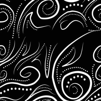 sin costura modelo con remolinos y puntos en negro antecedentes vector