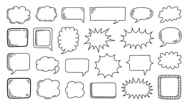 chat icon, dialogue box sketch, scribble speech icon, vector
