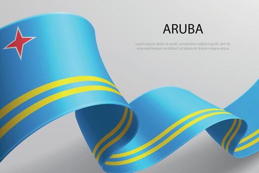 Aruba Flag Waving Ribbon Design on Light Background vector