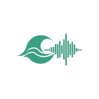 Abstract Waveform and Leaf Design in Teal. vector