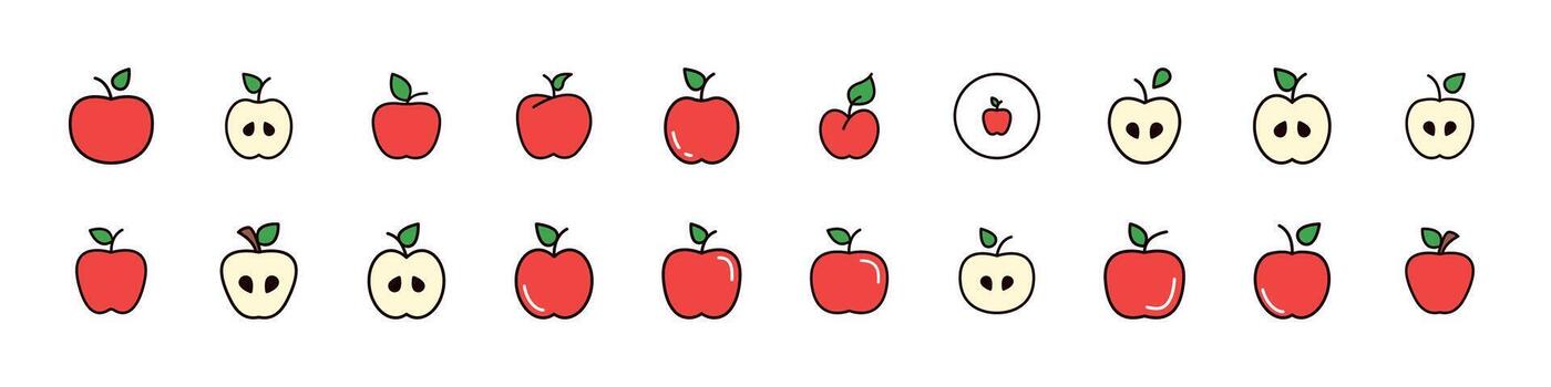Red Apple Filled Color Icon Pack. Minimalistic Linear Pictogram for Web and Graphic Design, Apps, Banners, Social Network and Cards vector