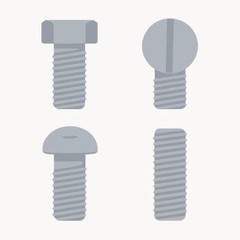 Flat Design Assorted Bolt Shape Illustration Mechanical Part Icon vector