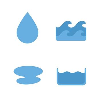 Flat Design Water Element Set Droplet Wave and Pool Icon vector