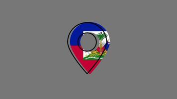 Haiti flag inside gps pointer bouncing on solid gray background video