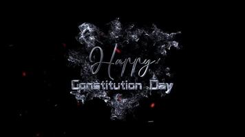 abstrakt Lycklig konstitution dag rök och brand partiklar formning en suddig ord på en mörk bakgrund, skapande en festlig och magisk atmosfär video