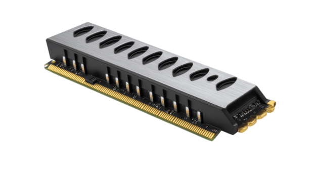 een strak RAM module is weergegeven prominent Aan een schoon oppervlakte onder helder verlichting, benadrukkend haar modern ontwerp png