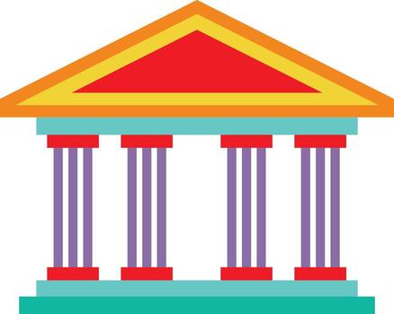 Classical Architecture Icon Bank Building with Columns vector