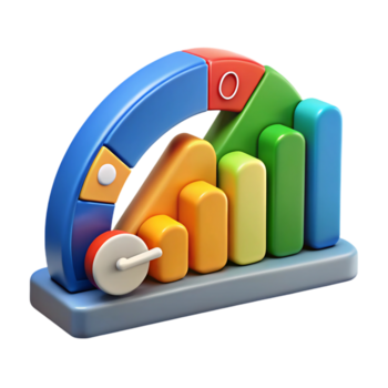 Colorful bar graph progress indicator isolated on a transparent background chart png