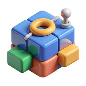 colorato geometrico blocchi con giocoso oggetti isolato su un' trasparente sfondo png