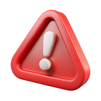 Red triangular warning symbol with exclamation isolated on a transparent background png