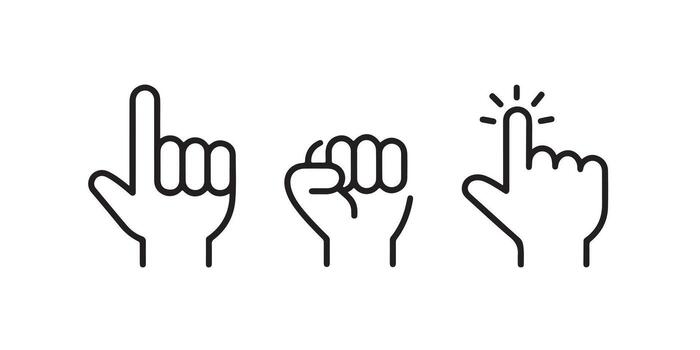 Hand Gestures and Click Icons in Minimal Style vector