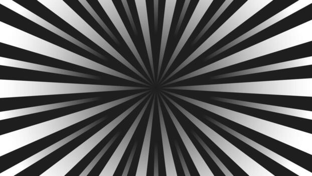 Abstract black and white radial sunburst background. Comic book style retro with gradient rays. Modern monochrome design for banner, poster, background, and graphic template vector
