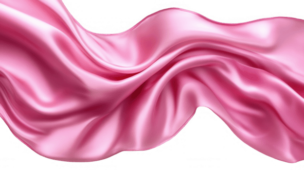 Soft pink fabric flowing with elegant movement, floating weightlessly against translucent backdrop, highlighting delicate texture and graceful draping png