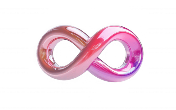 3d ikon glansig vit oändlighet symbol flytande på en transparent och representerar gränslös möjligheterna bakgrund, evig begrepp png