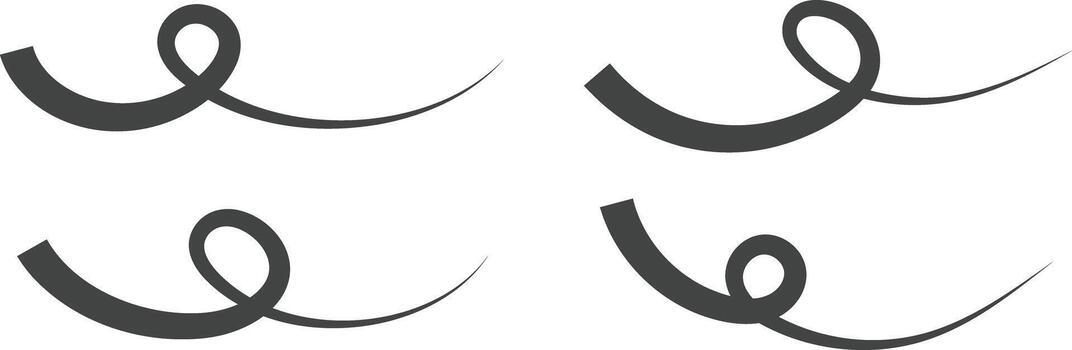 Swoosh and swoop underlines. Memo note highlight. Handdrawn scribble pen strokes. Handwritten underline accent element vector