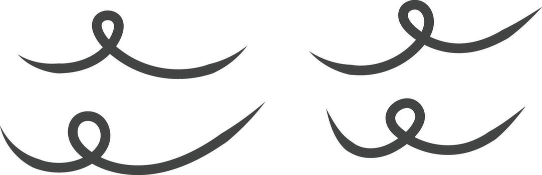 Swoosh and swoop underlines. Highlighting a note. Hand drawn pen strokes. Handwritten underlining accent element. markers underscore and accent lines vector