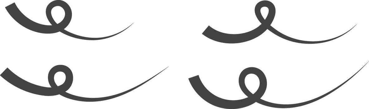 Swoosh and swoop underline. Highlighting a note. Hand drawn pen strokes. Handwritten underlining accent element. markers underscore and accent lines. vector