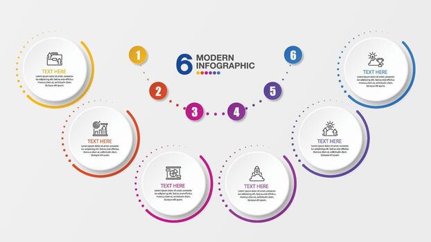 Infographic design with circle infographic template design and 6 options. vector