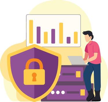 Man analyzing secure data system vector
