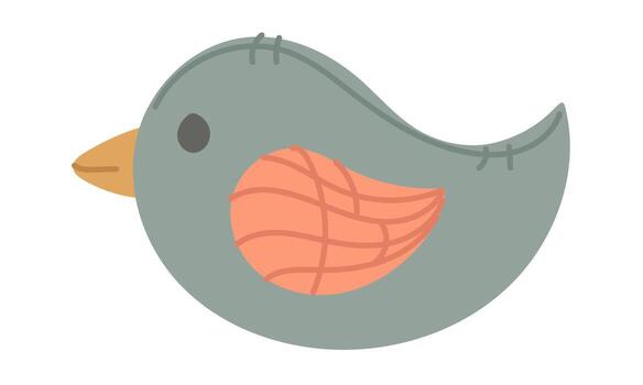 Soft pillow in the shape of a colorful bird. Children's soft toy. Flat, isolated, colorful illustration. A cute friend for a child. A bird made of fabric with soft filling for children's development vector