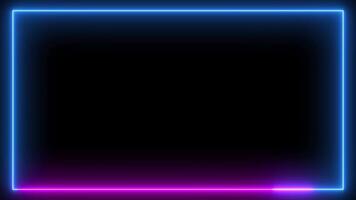néon retangular abstrato quadro. na moda brilho luz 4k animação. retângulo fronteira fundo arte video