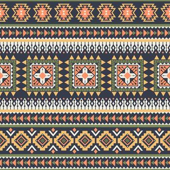 Tribal striped seamless pattern. Aztec geometric, background. Can be used in textile design, web design for making of clothes, accessories, decorative paper, wrapping, envelope, backpacks, etc. vector