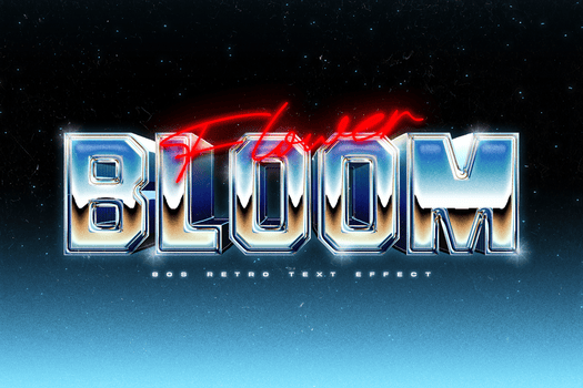 retrò anni 80 testo effetto modello con un' grassetto, simile al cromo testo e un' rosso neon sceneggiatura, impostato contro un' pendenza sfondo, Perfetto per un' Vintage ▾ e futuristico estetico. psd