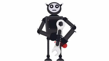 robô. animação robô reparador, alfa canal. desenho animado. video