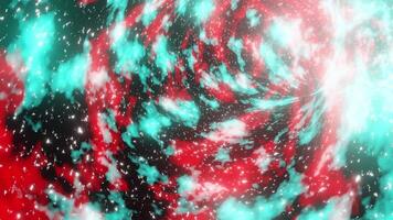 Red and light blue Sci-fi tunnel in universe VJ loop background video