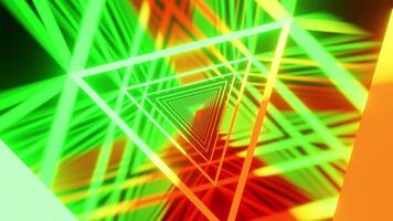 Toxic green and red triangle tunnel VJ loop background for party video