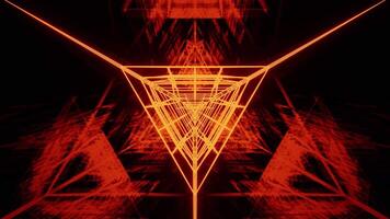 orange värma Helvete kalejdoskop neon tunnel vj slinga bakgrund med reflexion video
