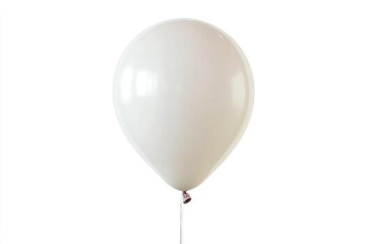A single white balloon floating with a thin string isolated on white background photo