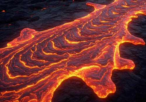 A lava flow is shown in this image photo