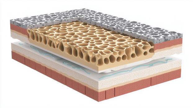 This Layers of biocement and bricks showcase advanced materials for sustainable building practices today. photo