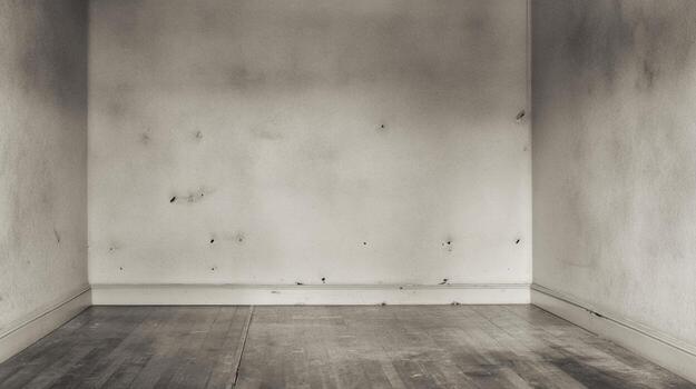 image of empty room with aged walls and wood floor photo