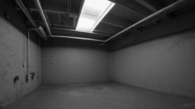 image of an empty basement with concrete walls photo
