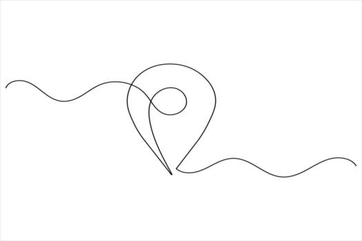 Abstract route and location marker in line drawing vector