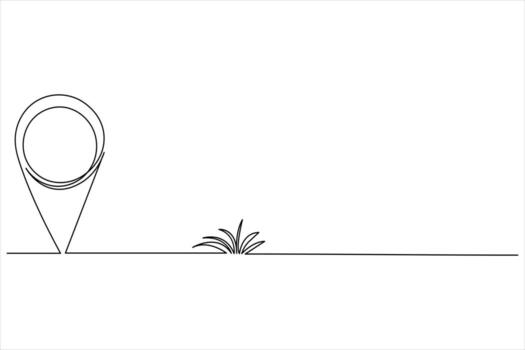 Continuous path with map markers in line style vector