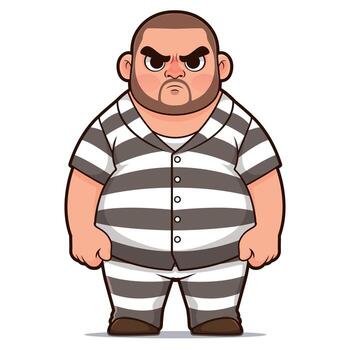 Angry Prisoner Character Isolated Cartoon Style vector