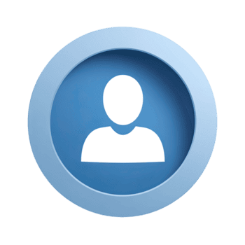 Simple blue user profile icon with white silhouette isolated on transparent background png